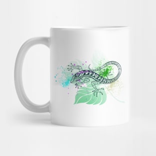 Contour Lizard on Leaf Mug